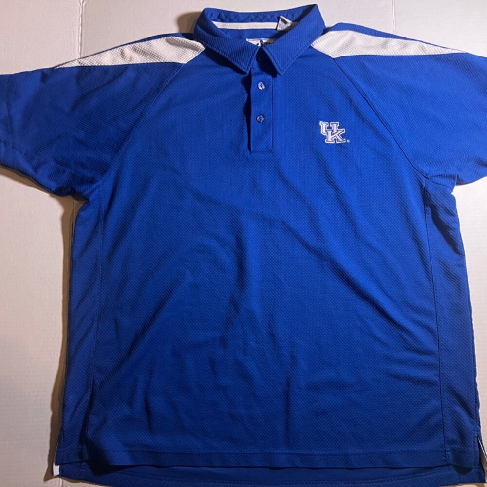 Cat Bird Seat Men 2XL‎ Blue White UK Kentucky Wildcats Short Sleeve Golf Polo